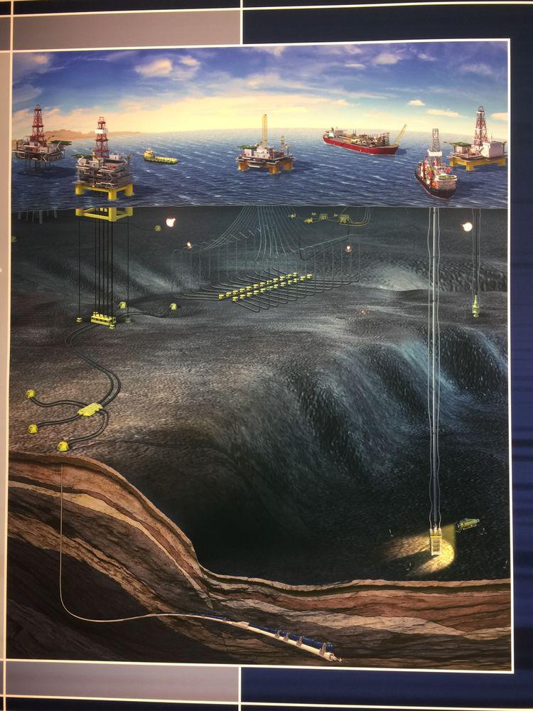 真正清晰的領略到了：模擬海上勘探鉆井平臺的水面、水下的效果圖！