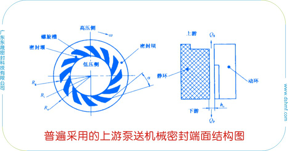 普遍采用的上游泵送液膜密封件端面結(jié)構(gòu)圖