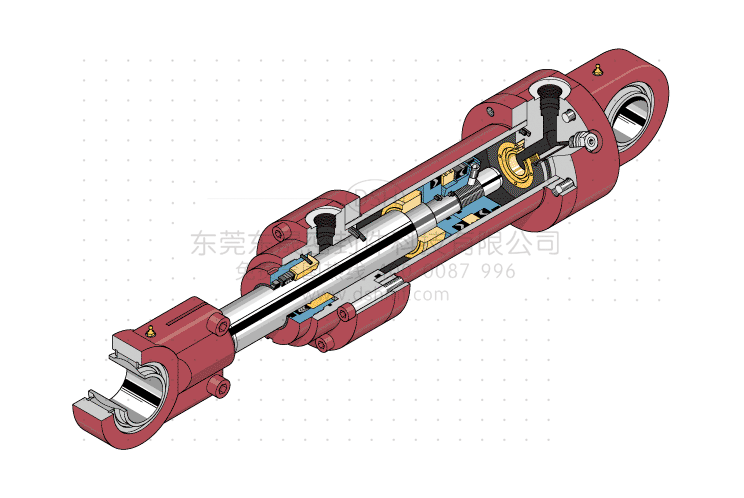 液壓油封中的雙活塞桿液壓缸結(jié)構(gòu)圖